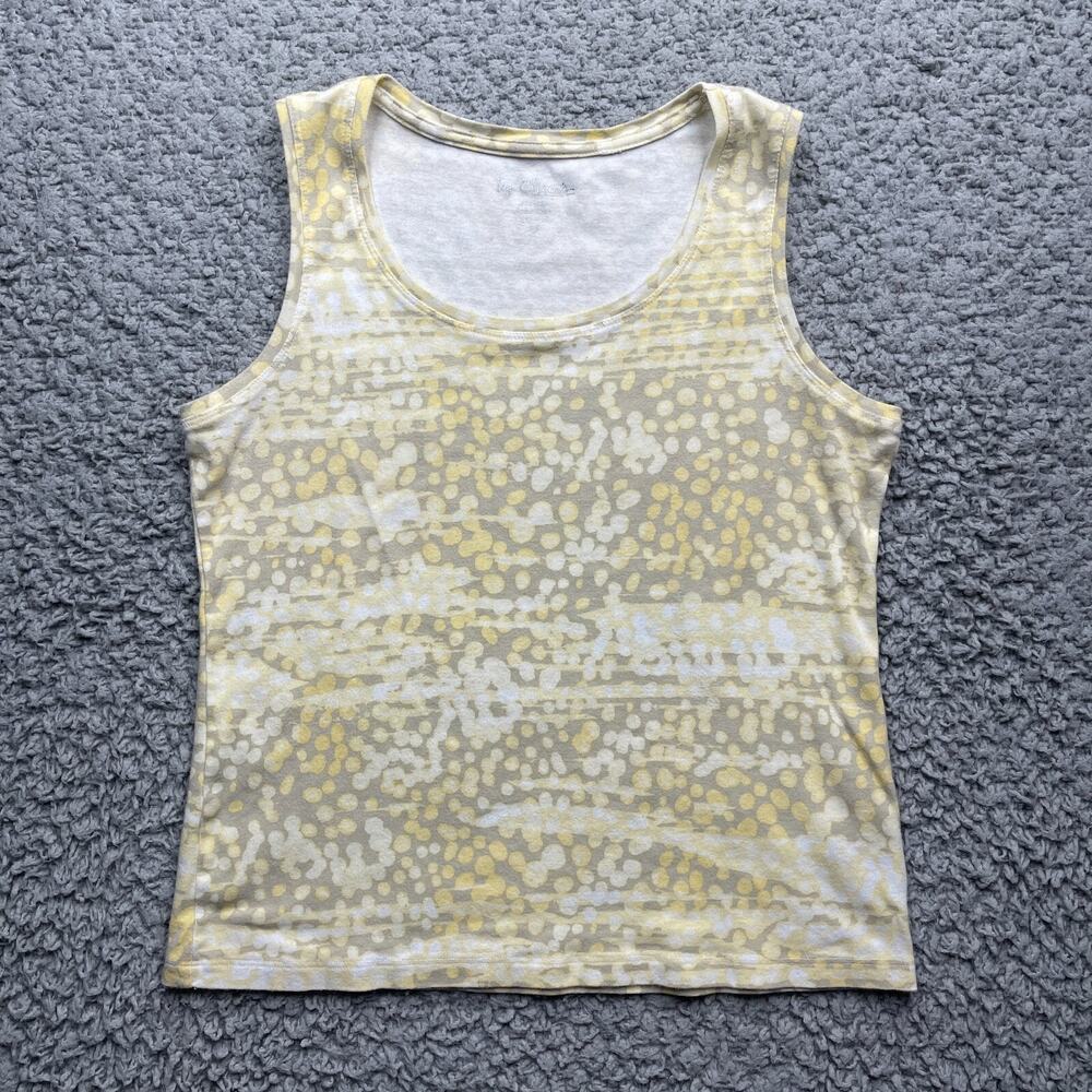 Chicos Tank Top Womens Size 1 Medium Yellow Polka Dot Cotton Top